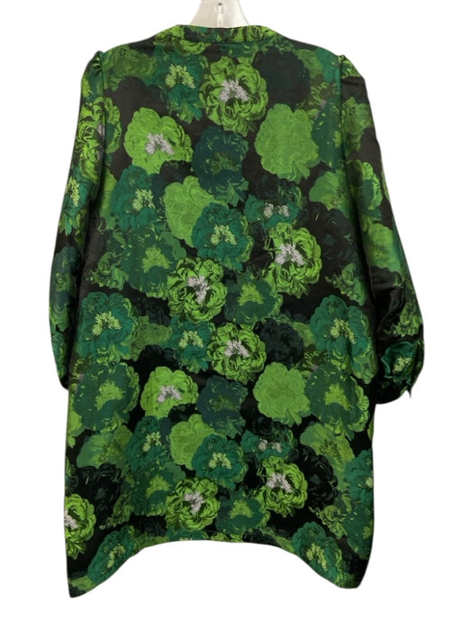 Pomander Place Size XL Mixed Greens Polyester Brocade Floral Button Detail Dress Mixed Greens / XL