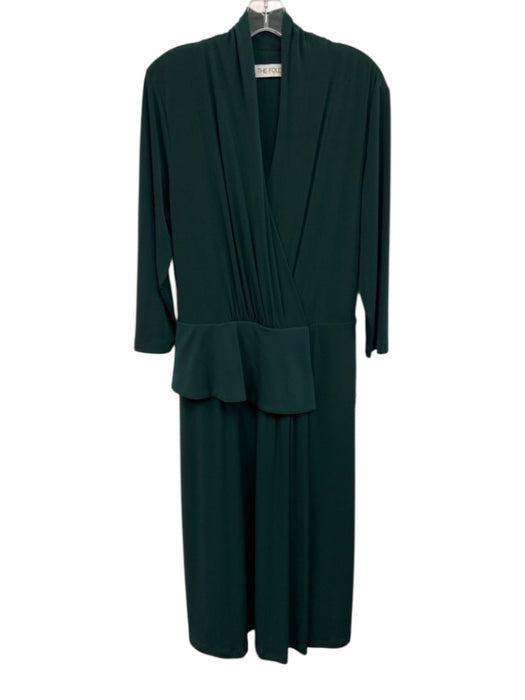 The Fold Size 14 Dark Green Polyester Blend jersey knit Surplice Drape Dress Dark Green / 14