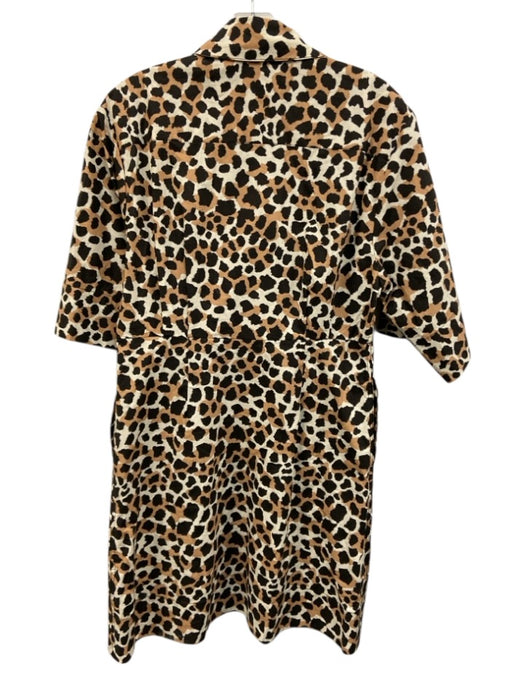 Sea New York Size 10 Cotton Brown & White Animal Print Button Down Dress Cotton / 10