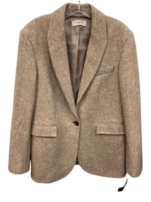 Circolo 1901 Size 48 / Large Beige Cotton Blend Single Breasted Blazer Jacket Beige / 48 / Large