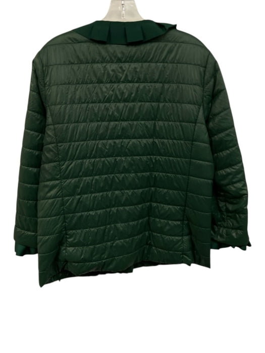 Patty Kim Size L Green Nylon Quilted Ruffle Trim Snap button Jacket Green / L