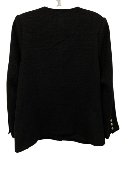 Pomander Place Size L Black Polyester Tweed Gold Tone Hardware Collarless Jacket Black / L