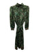 Tuckernuck Size L Green & Pink Polyester Blend Satin floral & leopard Midi Dress Green & Pink / L