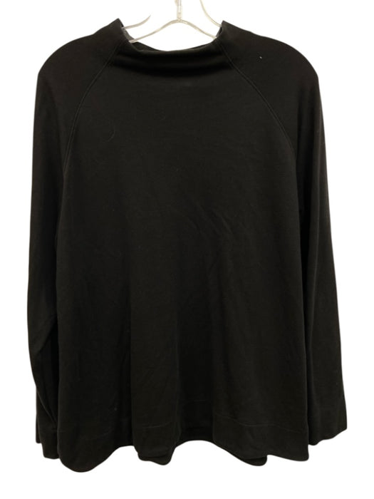 Alice Walk Size L Black Pima Cotton & Modal High Neck Curved Hem Sweater Black / L