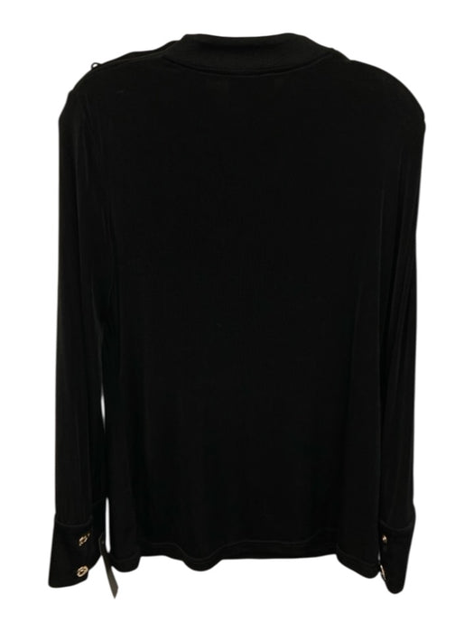 Tuckernuck Size L Black Acetate Blend Mock Neck Button Shoulder Long Sleeve Top Black / L
