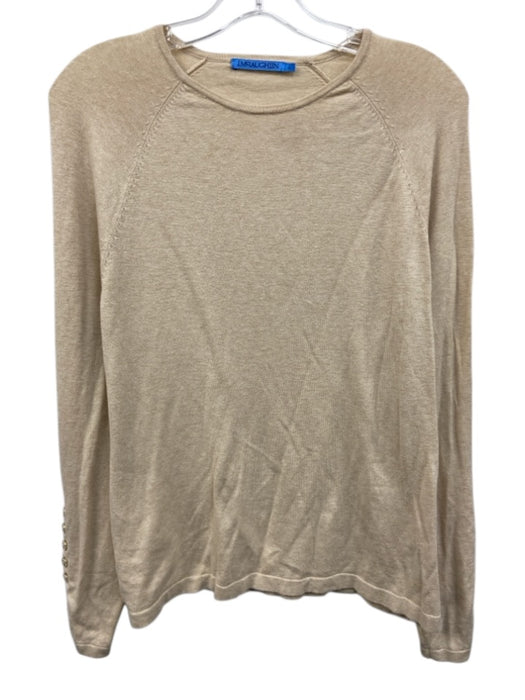 J. McLaughlin Size L Cream Beige Cotton Blend Marled Long Sleeve Top Cream Beige / L