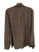 Ann Mashburn Size L Brown & White Silk Tie Neck Polka Dot buttondown Top Brown & White / L