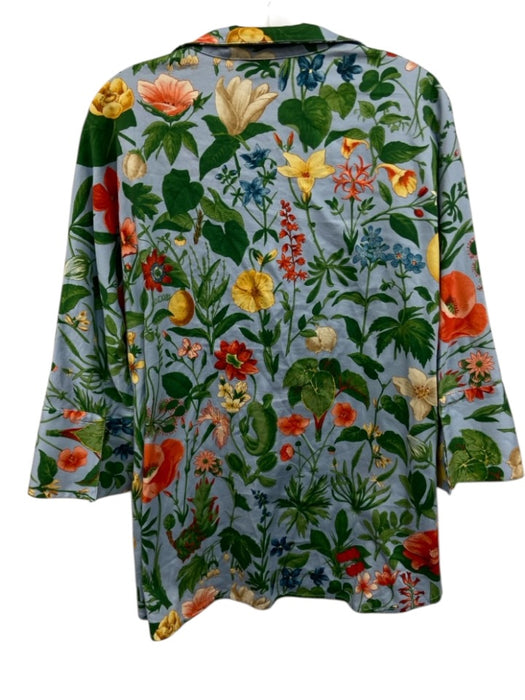 Tuckernuck Size M Blue, Green, Red Cotton Blend Floral Quarter Button Top Blue, Green, Red / M