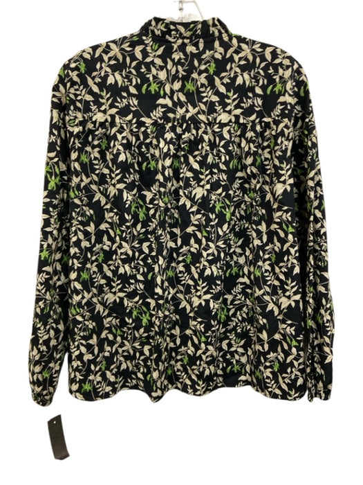Tuckernuck Size M Navy Blue, Green, Beige Cotton High Neck Botanical Top Navy Blue, Green, Beige / M