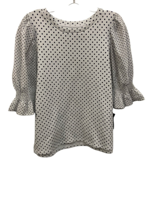 Addison Bay Size M White & Black Polka Dot Short Puff Sleeve Top White & Black / M