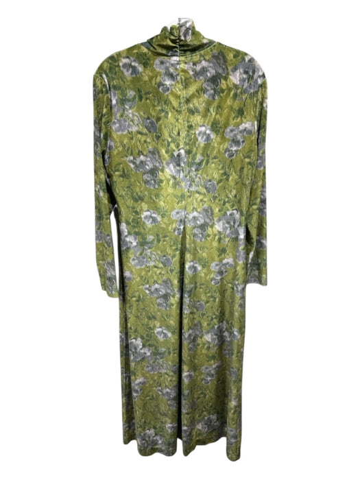 Tuckernuck Size L Green & Gray print Polyester Back Zip Velvet Long Sleeve Dress Green & Gray print / L