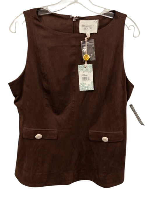 Hyacinth House Size L Brown Polyester Blend Faux Suede Sleeveless Sleeveless Top Brown / L