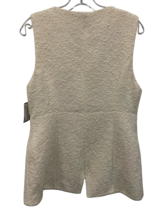 English Factory Size L Cream Polyester Tweed Button Front Sleeveless Vest Top Cream / L