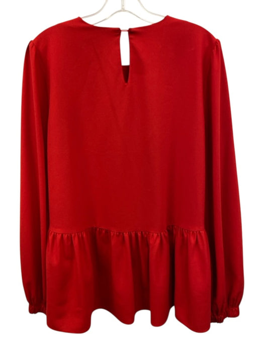 Pomander Place Size L Red Polyester Ruffle Hem Keyhole Back Top Red / L