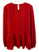 Pomander Place Size L Red Polyester Ruffle Hem Keyhole Back Top Red / L