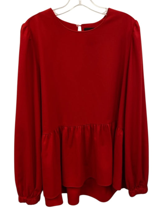 Pomander Place Size L Red Polyester Ruffle Hem Keyhole Back Top Red / L