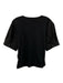 Tanya Taylor Size L Black Cotton V Neck Twist Front Short Sleeve Top Black / L