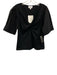 Tanya Taylor Size L Black Cotton V Neck Twist Front Short Sleeve Top Black / L