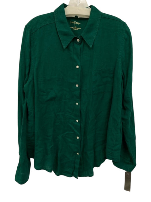 Lilly Pulitzer Size L Green Linen Button Down Long Sleeve Top Green / L