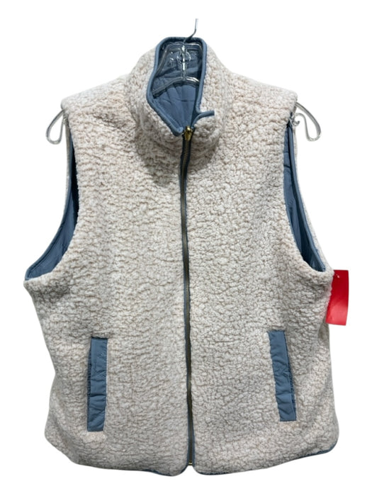Love Tree Size L White & Blue Polyester Reverse seam detail Sherling Accent Vest White & Blue / L