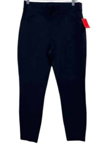 Spanx Size L Navy Blue Rayon & Nylon Elastic Waistband Faux Fly Skinny Pants Navy Blue / L