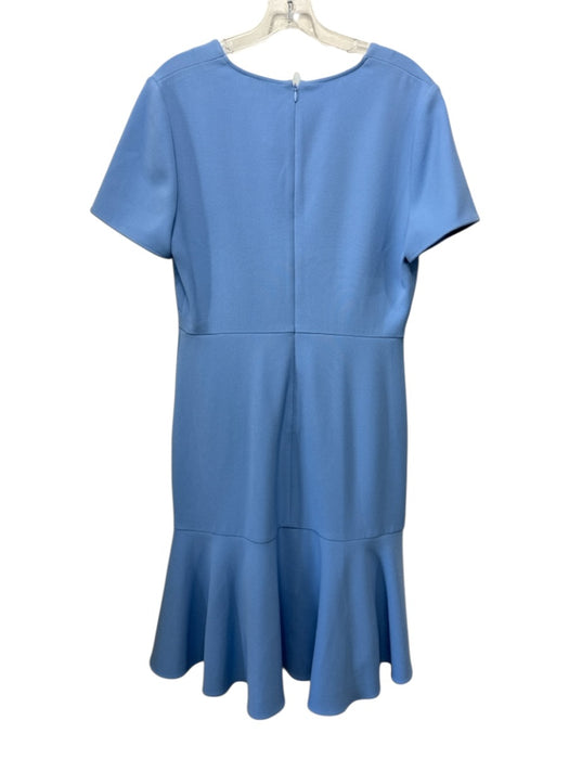 Shoshanna Size 10 Light Blue Polyester & Viscose Short Sleeve V Neck Midi Dress Light Blue / 10