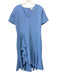 Shoshanna Size 10 Light Blue Polyester & Viscose Short Sleeve V Neck Midi Dress Light Blue / 10
