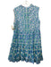 Bella Tu Size L Blue, Green, White Cotton Sleeveless Floral Print Dress Blue, Green, White / L