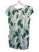 Persifor Size L Green & White Cotton Cap Sleeve Floral Print Fringe Detail Dress Green & White / L