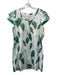 Persifor Size L Green & White Cotton Cap Sleeve Floral Print Fringe Detail Dress Green & White / L
