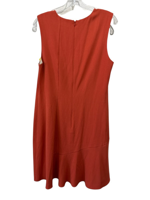 Theory Size 12 Orange Triacetate & Polyester Sleeveless Micropleated Dress Orange / 12