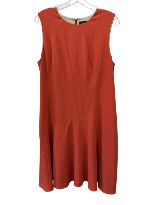 Theory Size 12 Orange Triacetate & Polyester Sleeveless Micropleated Dress Orange / 12