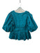 Hyacinth House Size L Teal Green Cotton Short Puff Sleeve V Neck Peplum Top Teal Green / L