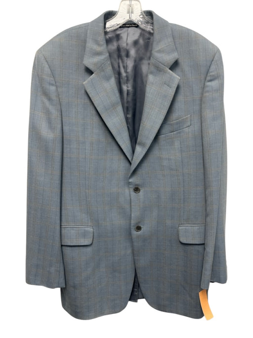 Miller Brothers Blue & Brown Wool Plaid 2 Button Men's Blazer Blue & Brown / 42L