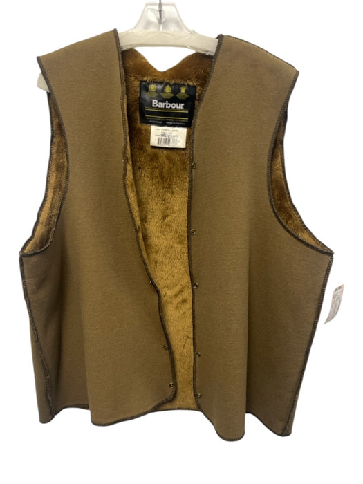 Barbour Size Est XL Brown Polyester & Acrylic Solid Lined Buttons Men's Vest Brown / Est XL