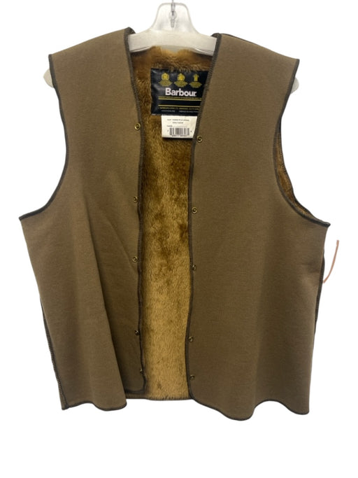 Barbour Size Est XL Brown Polyester & Acrylic Solid Lined Buttons Men's Vest Brown / Est XL