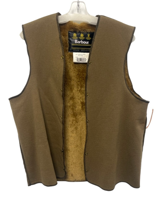 Barbour Size Est XL Brown Polyester & Acrylic Solid Lined Buttons Men's Vest Brown / Est XL
