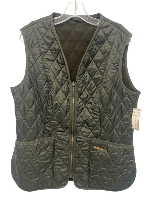 Barbour Size 12 Green Polyamide Solid Lined Buttons Men's Vest Green / 12