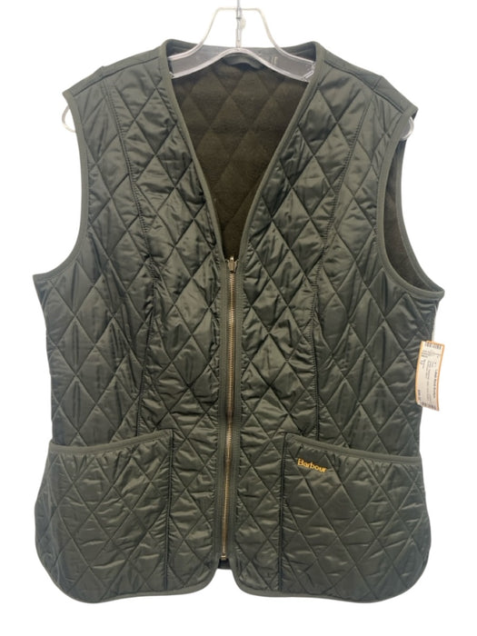 Barbour Size 12 Green Polyamide Solid Lined Buttons Men's Vest Green / 12