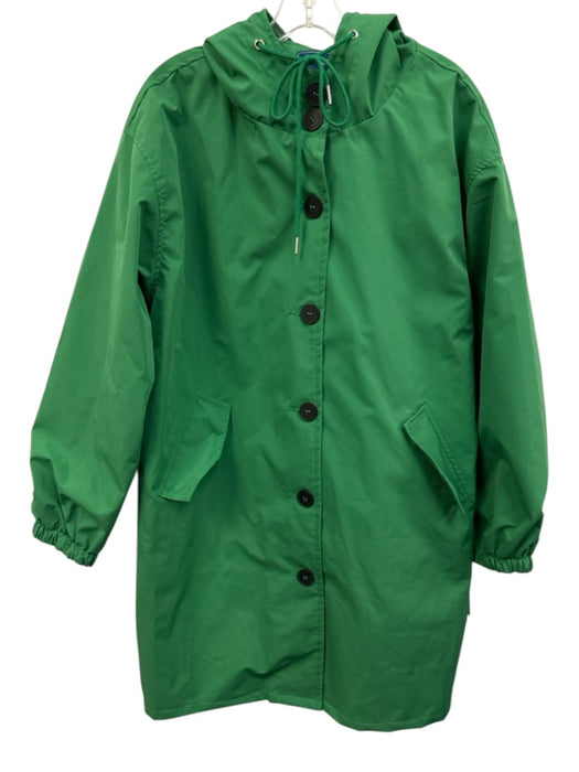 Windbreaker Size L Green Hood Long Sleeve Button Up Jacket Green / L