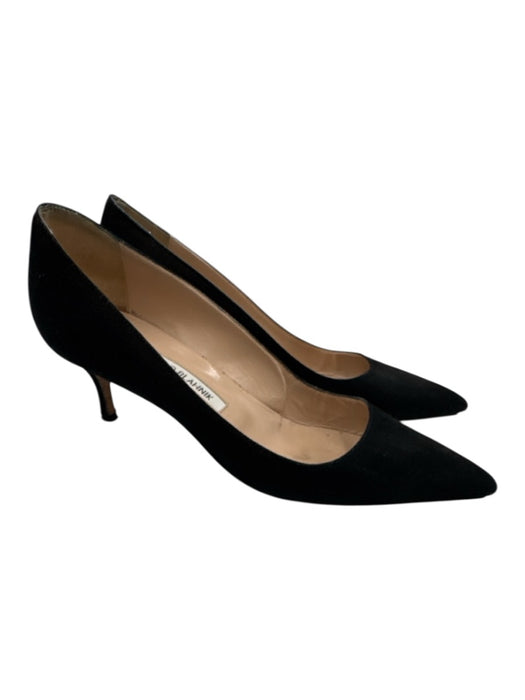 Manolo Blahnik Shoe Size 39 Black Suede leather Pointed Toe Kitten Heel Pumps Black / 39