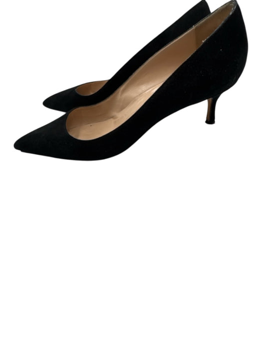 Manolo Blahnik Shoe Size 39 Black Suede leather Pointed Toe Kitten Heel Pumps Black / 39