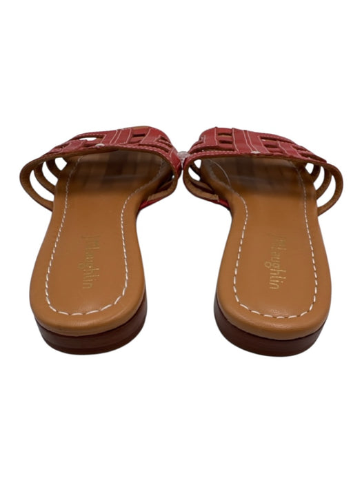 J.McLaughlin Shoe Size 8 Red & Beige Leather Stitching Detail Overlap Sandals Red & Beige / 8