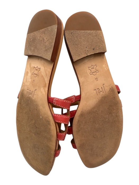 J.McLaughlin Shoe Size 8 Red & Beige Leather Stitching Detail Overlap Sandals Red & Beige / 8