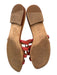 J.McLaughlin Shoe Size 8 Red & Beige Leather Stitching Detail Overlap Sandals Red & Beige / 8