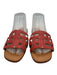 J.McLaughlin Shoe Size 8 Red & Beige Leather Stitching Detail Overlap Sandals Red & Beige / 8