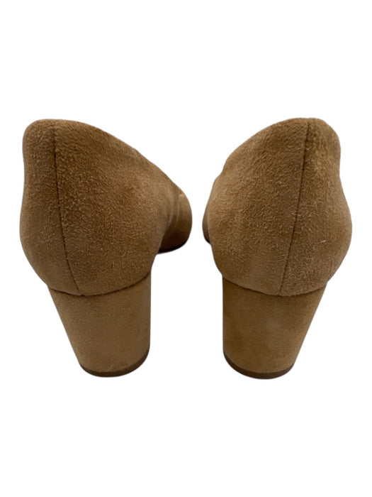 J Crew Shoe Size 8.5 Beige Suede leather Pointed Toe Block Heel Overlap Pumps Beige / 8.5