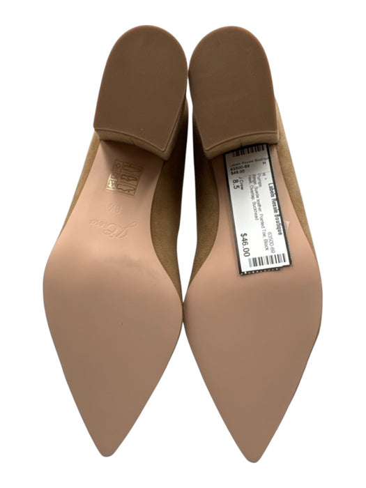 J Crew Shoe Size 8.5 Beige Suede leather Pointed Toe Block Heel Overlap Pumps Beige / 8.5