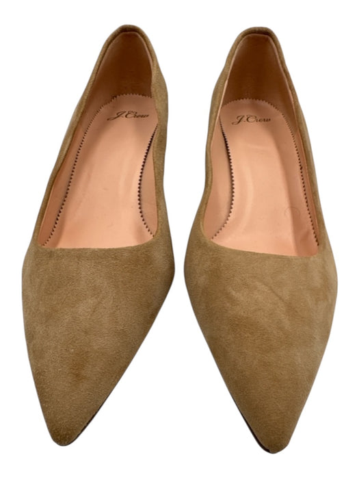 J Crew Shoe Size 8.5 Beige Suede leather Pointed Toe Block Heel Overlap Pumps Beige / 8.5