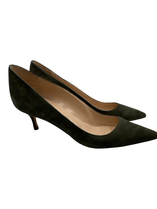 Manolo Blahnik Shoe Size 39 Dark Green Suede leather Pointed Toe Pumps Dark Green / 39